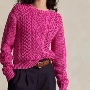 Polo Ralph Lauren Fuchsia Cable Knit Sweater